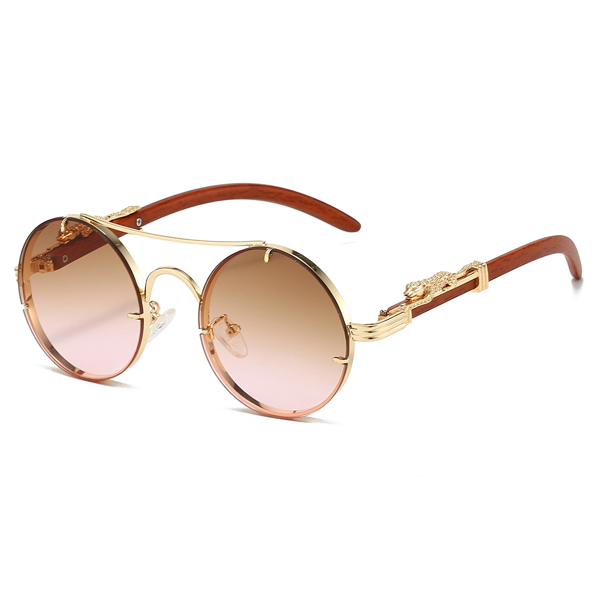 Sunglasses KAMMPT Vintage Round Men Fashion Double Bridge Multicolor Shades Women Retro Trendy Design Sun Glasses