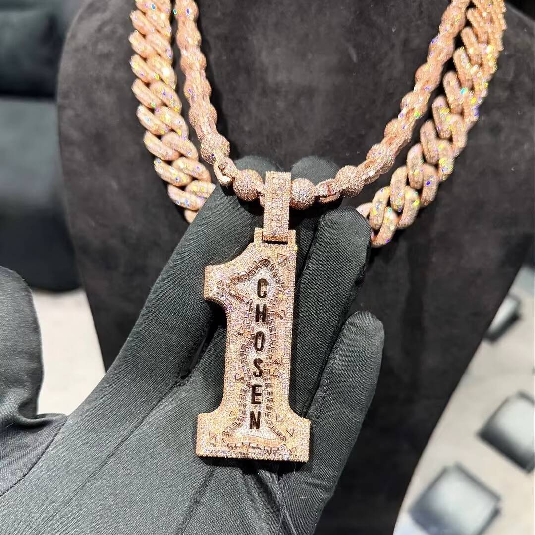 2 Tall Custom Made 10k Solid Rose Gold VVS1 Lab Grown Diamond CVD Custom Made Number Pendant