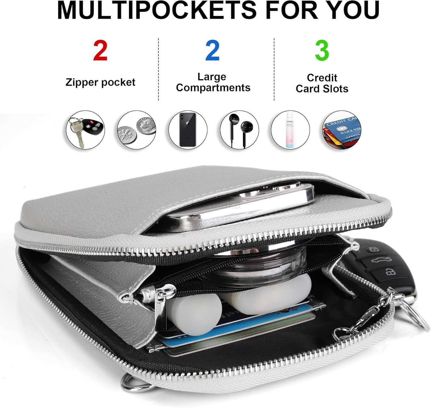 Genuine Leather Crossbody Cell Phone Purse for Women Small Zip Around RFID Blocking Crossbody Wallet Bags Z250910