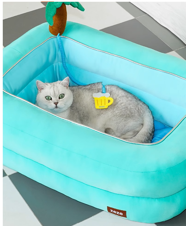 Summer Friendly Swimmable Pet Mattress: Easy-Wash Dog/Cat Cozy Bed