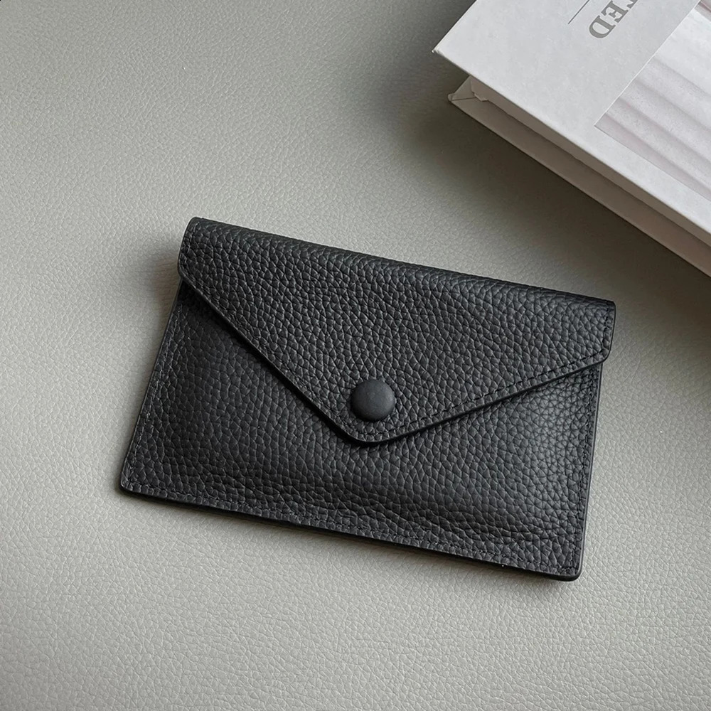Genuine Leather Card Holder Fashion Mini Short Envelope Women Wallet Korean Japan Money Bag Credit Card Case Lady Purse250906