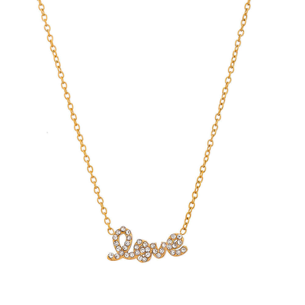 Necklace Luxury Designer Jewelry for women "love" Stainless Steel plated with gold Zircon inlay men Necklaces Festival and Holiday gifts