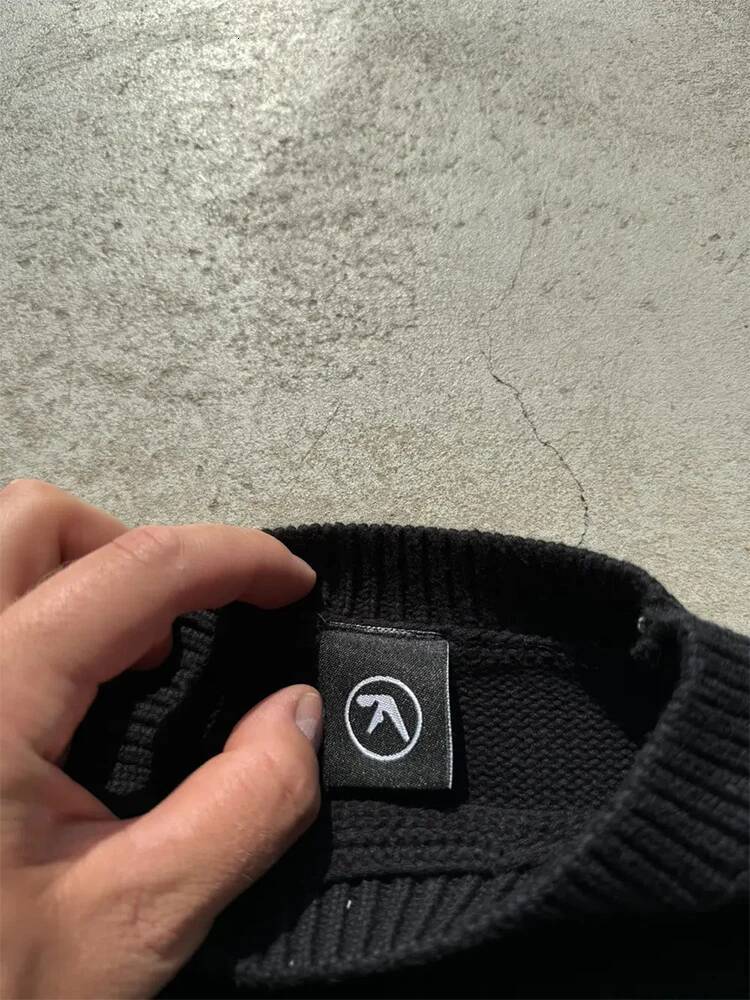 Men's Sweater Y2K Aphex Twin Knit Oversized Pullovers Gothic Jumper Winter Graphic Streetwear Long Sleeve Tops Vintage Clothing dongdumaoyi