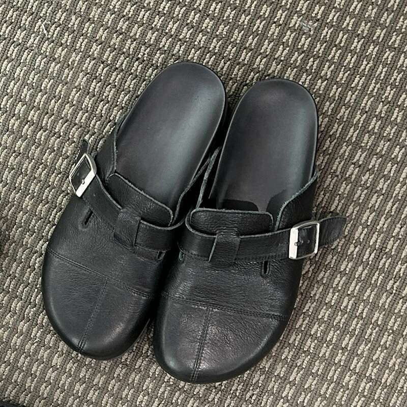 Thick-Soled Shoes for Women New Lazy Slip-On Fashion Belt Designer Shoe Buckle Half Mules Slippers