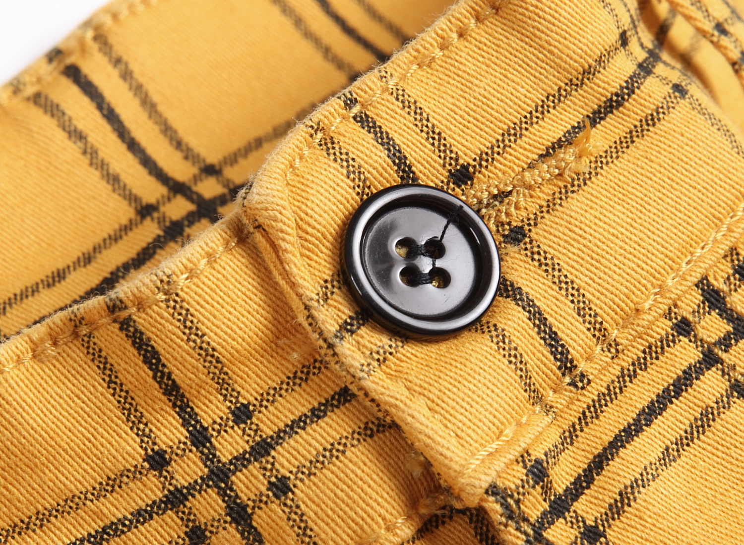 Men's Jeans Men's Vintage Plaid Black & Yellow Skinny Pants - Classic Slim - Fit Trendy Trousers DH819-2-3