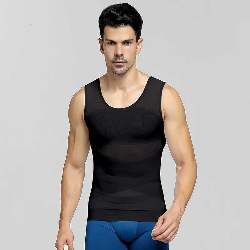 Chest Compression Vest Men Gynecomastia Body Shaper Posture Corrector Slimming Waist Control Tummy Trimmer Mesh Tops Large Size W250910