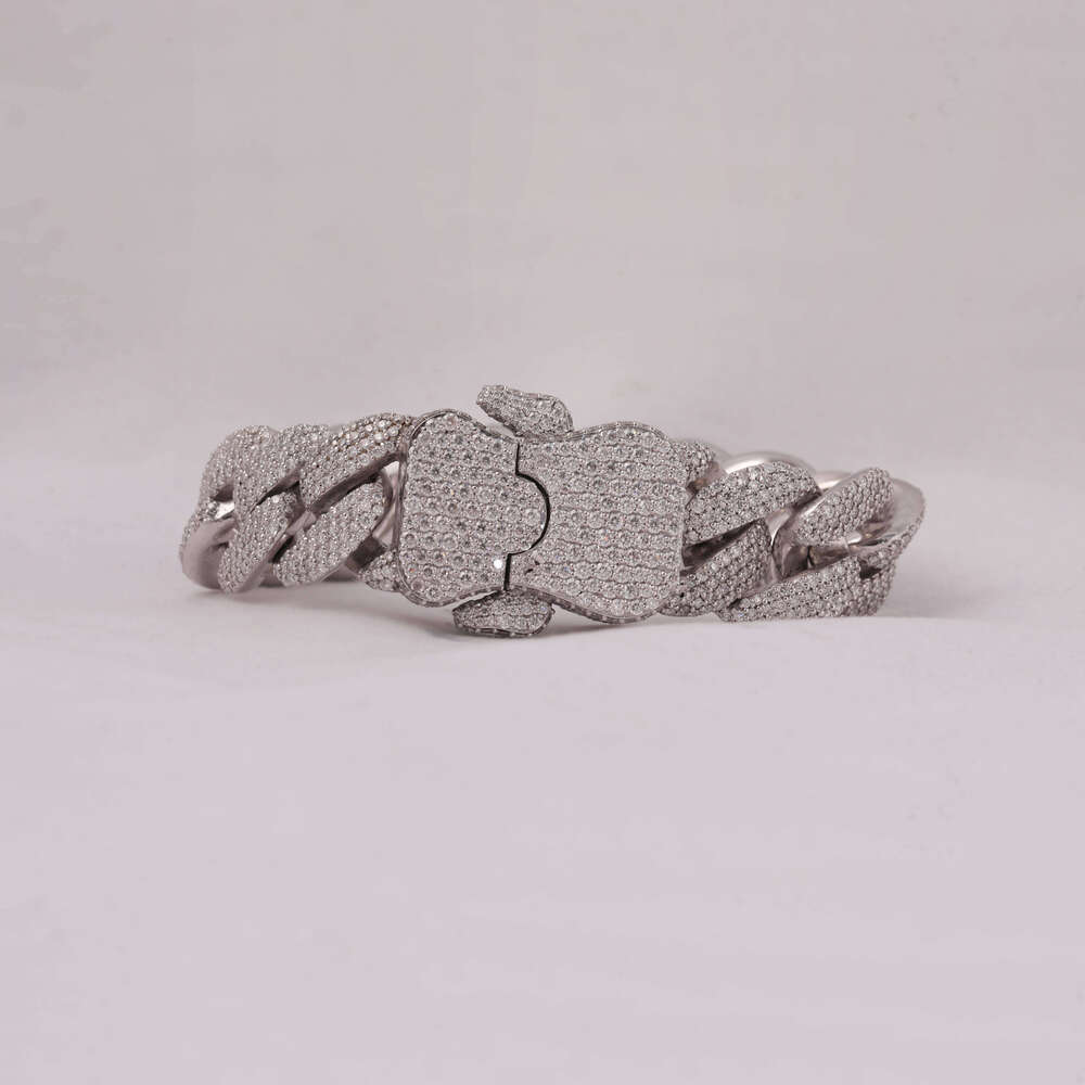 Sier Sterling Moissanite Dia Custom Hip Hop Full Iced Out Men's Fashion Bracelet