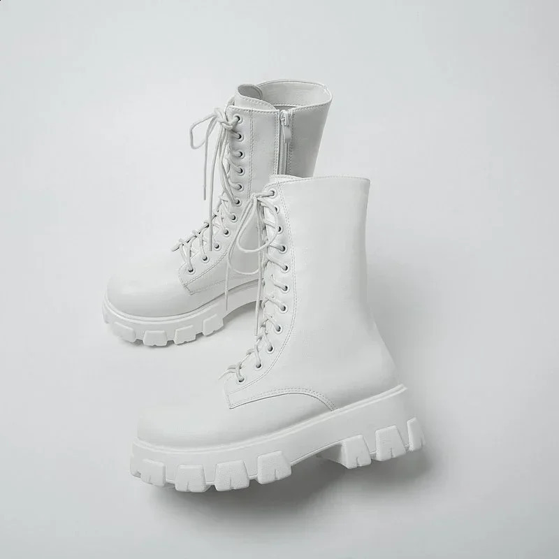 Thicken Winter Knight Boots Women Knee High Long Square Heel Boots Retro Thick Motorcycle Boots Black White Botas Mujer 250910