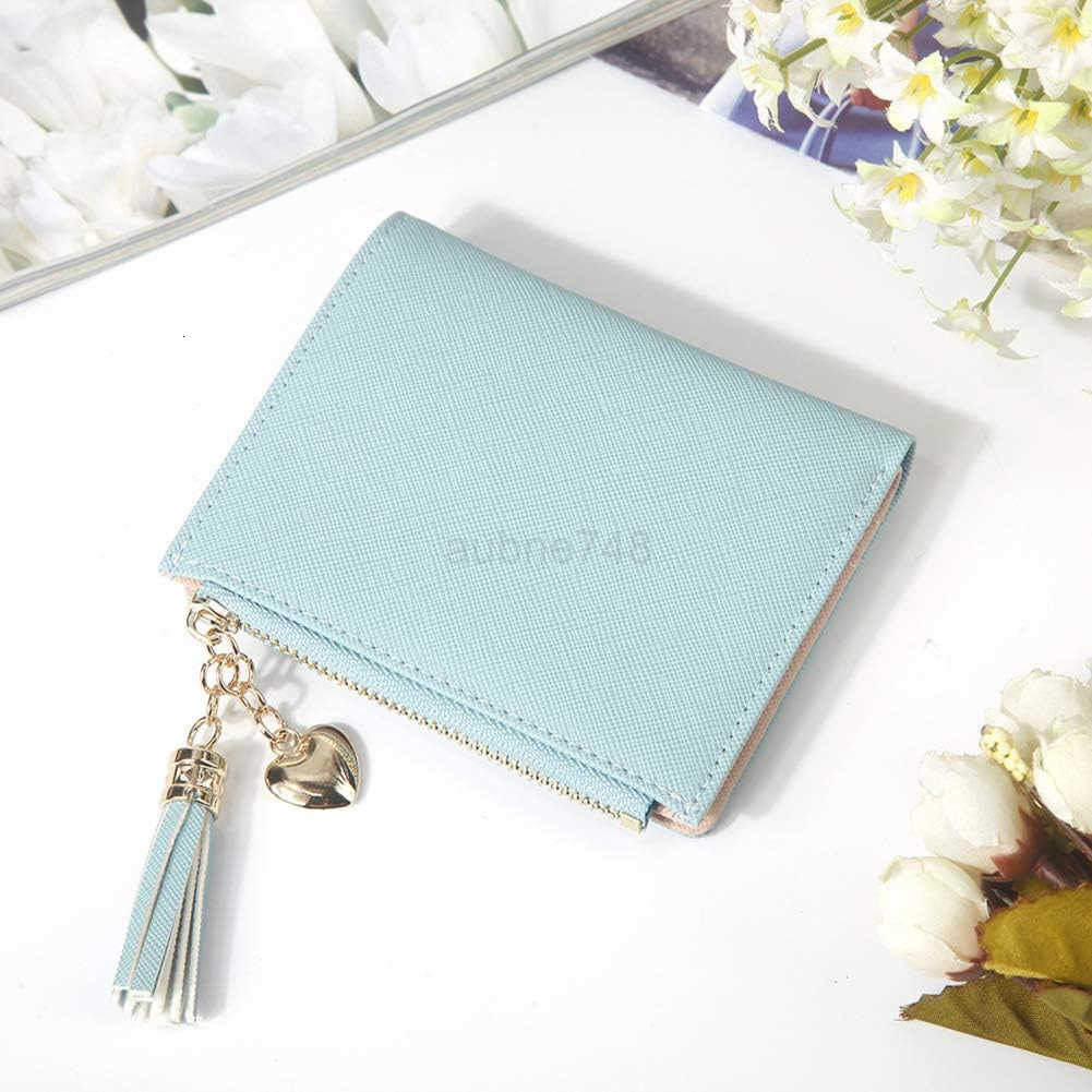 Womens Small Compact Slim Leather Mini Wallet Lady Purse Zipper Pocket Card Organizer Bifold Wallets PinkZ250910
