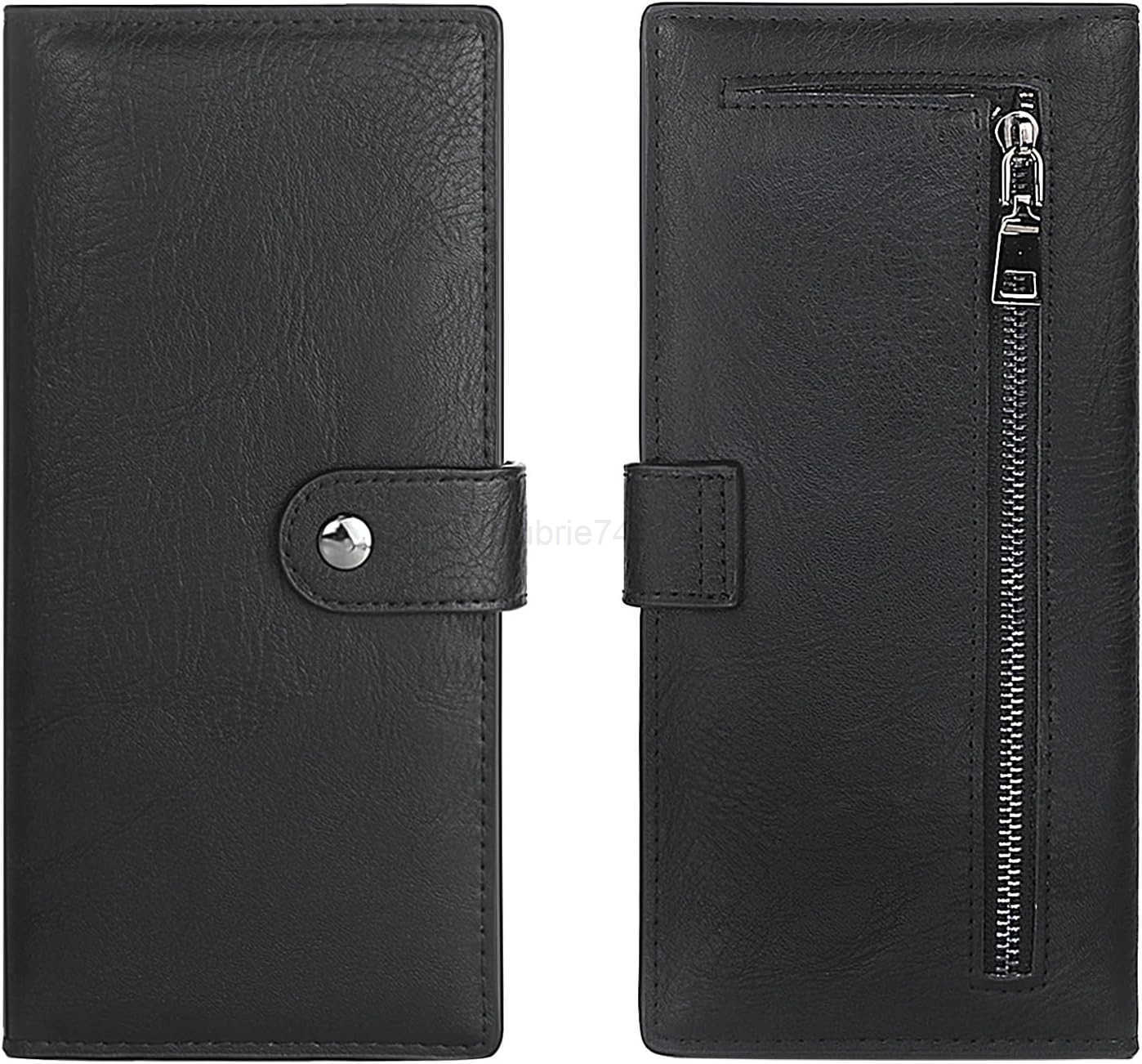 Slim Long Lightweight Wallet for WomenThin soft Bifold Minimalist Design with Zipper Pocket for Coins BlackZ250910