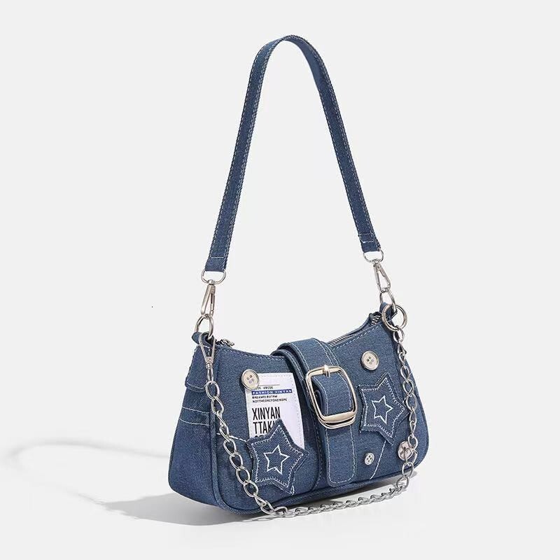 Luxury Bag Y K Millennium Star Denim Designer Bag Underarm Bag Fashion Trend Niche Design Crescent Bag Canvas Free Shipping Tote Bag Chain Bag