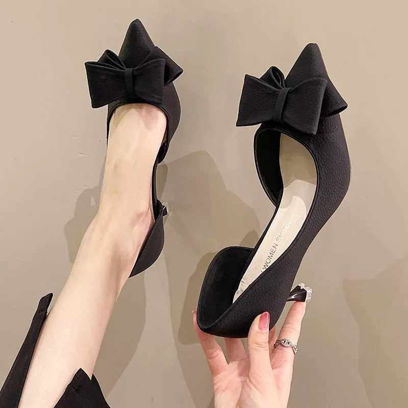 New Bowknit Thin Heels Pumps Women Blue Elegant SlipOn Party Shoes Woman Summer Pointed Toe Solid Color High Heels Shoes2023 W250910