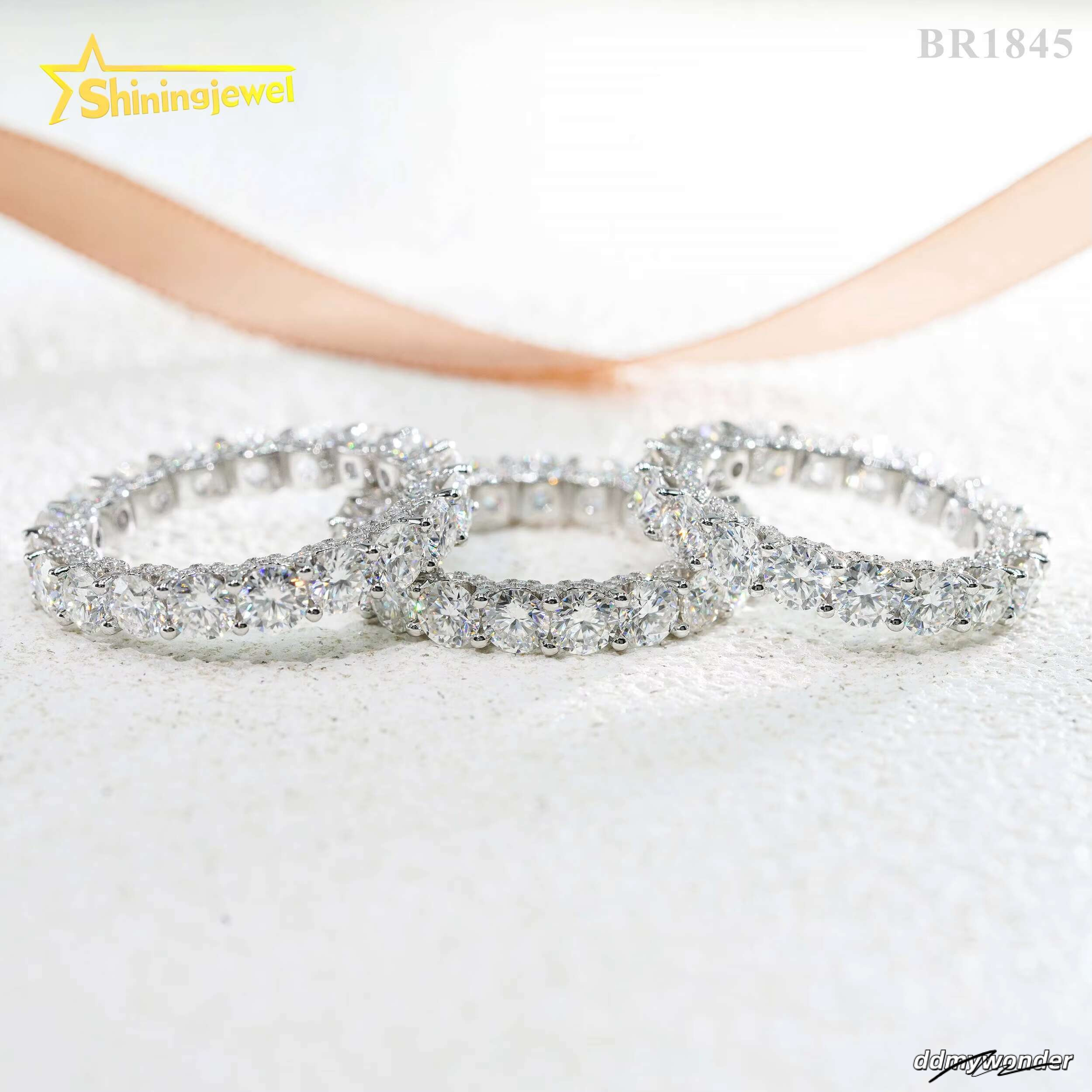 Moissanite Eternity In Sterling Sier - Iced Out Wedding Band For Women, High Quality VVS Gemstone Ring ddmywonder ddmywonder ddmywonder