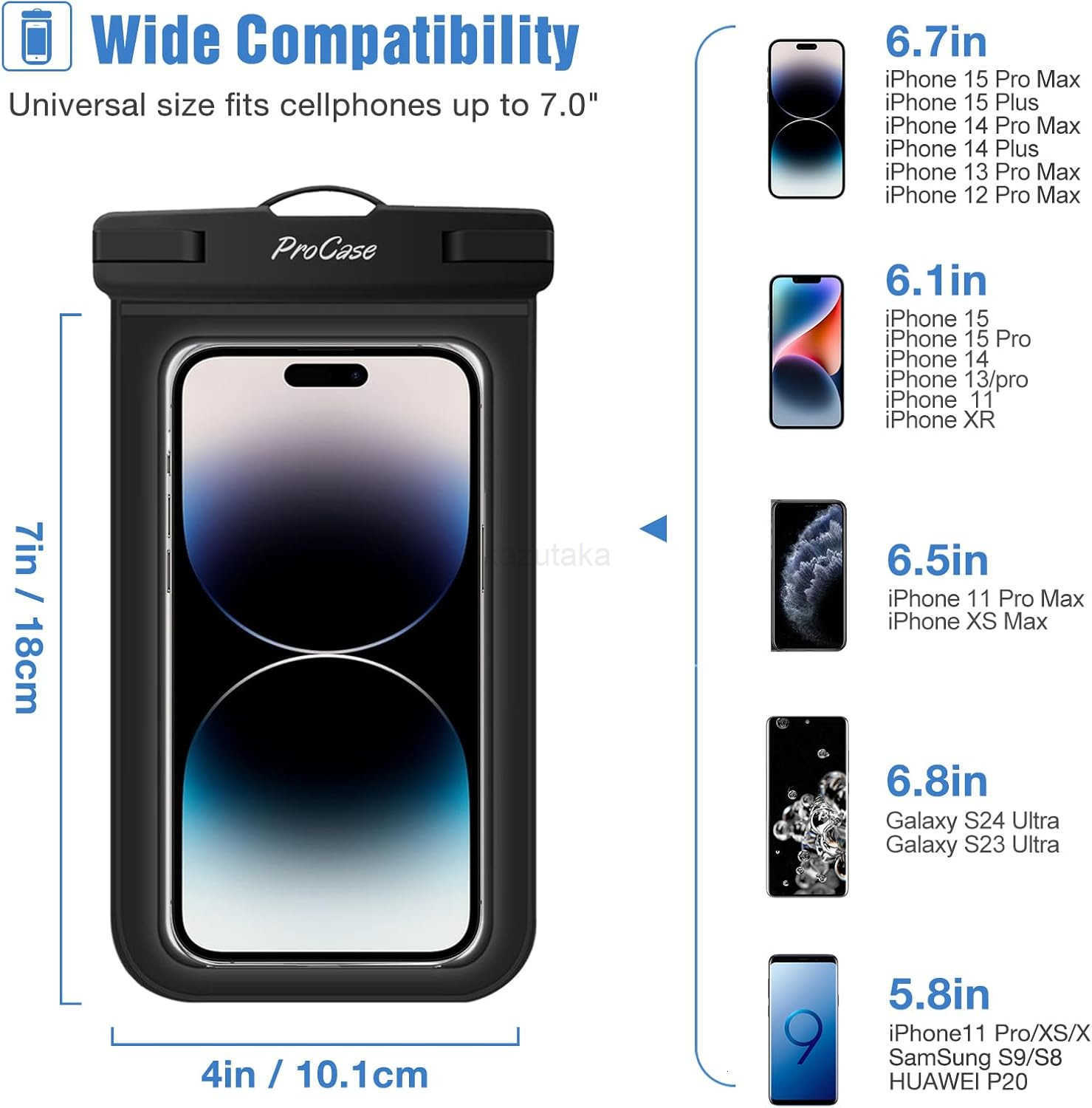 2 Pack Waterproof Phone Pouch Case 7 Universal Underwater Cellphone Dry Bag for iPhone 16 15 14 13 Pro Plus Max 12 11 S24 S23 S22 Ultra Pixel Clear Z2
