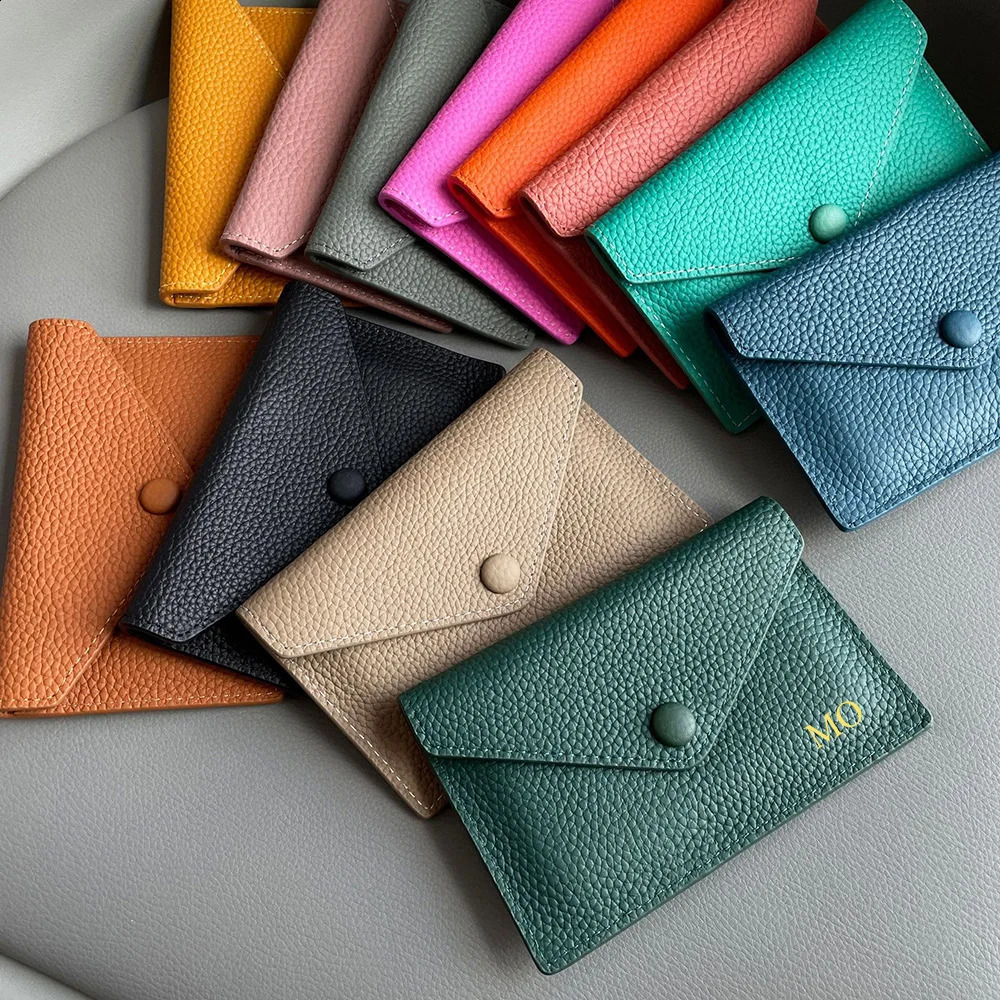 Genuine Leather Card Holder Fashion Mini Short Envelope Women Wallet Korean Japan Money Bag Credit Card Case Lady Purse250906