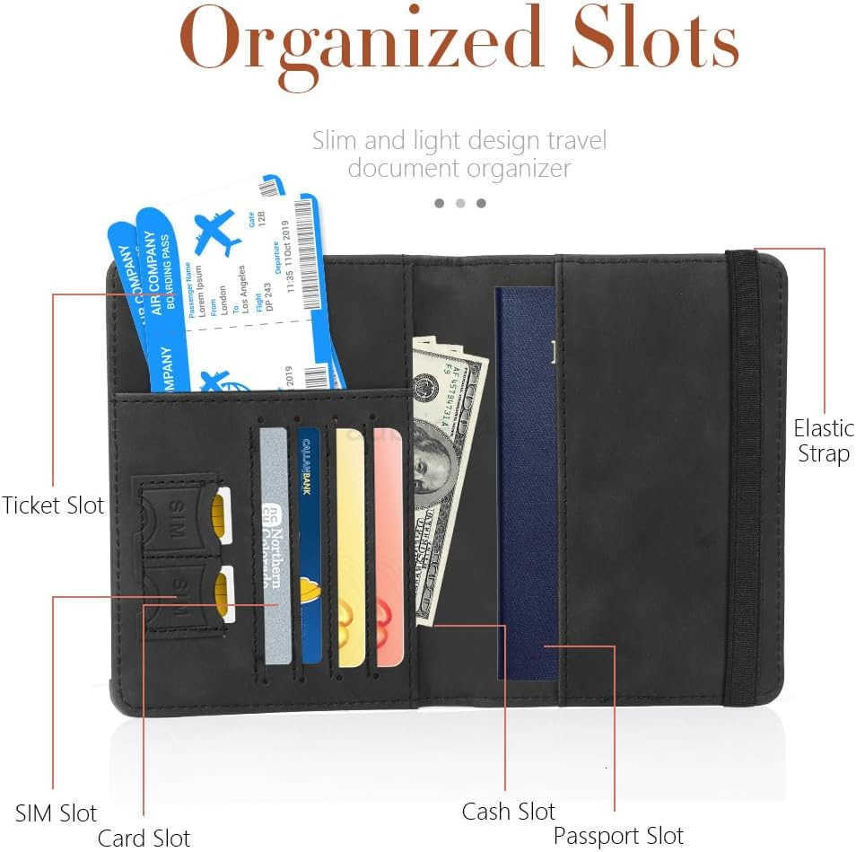 Passport Holder for Travel 2 Pack Passport Wallet PU Leather Passport Cover Case RFID Blocking Passport Book with Card Holder Travel Must Haves Travel