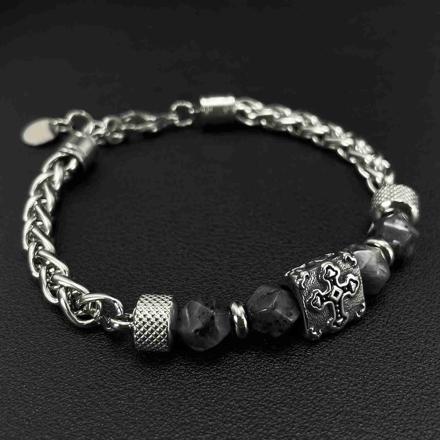 Stainless Steel Cross Splicing Chain Mens Personalized Simple Bracelet