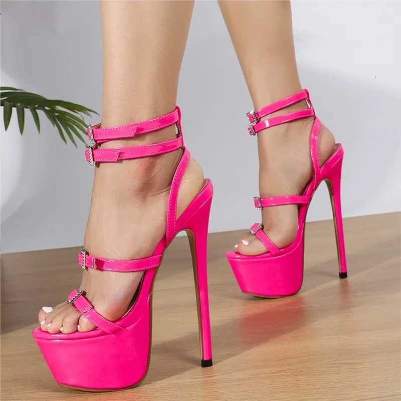 Summer Runway Style Sexy High Heels Platform Sandals for Womens Fashion Open Toe Crystal Buckle Stiletto Wedding Stripper Shoes W250910