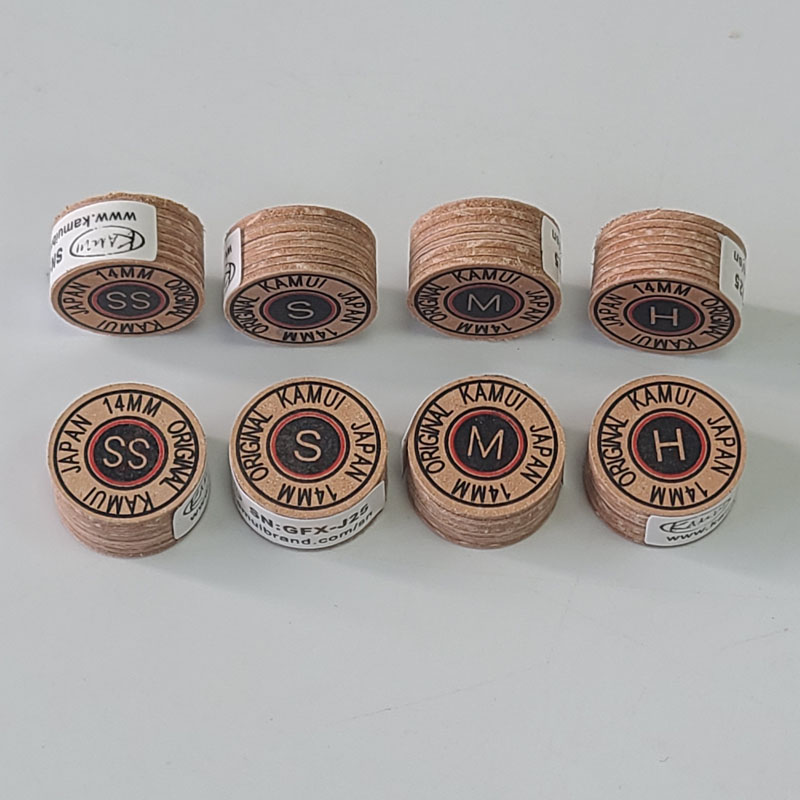 Made in China Pool Cue Tips 14mm brown 8layers pigskin Kamui tips in red circle Billiards Sticks Tips H/M/S/SS (OPTIONAL) 8 Layers Tip Billiards Rod Accessories
