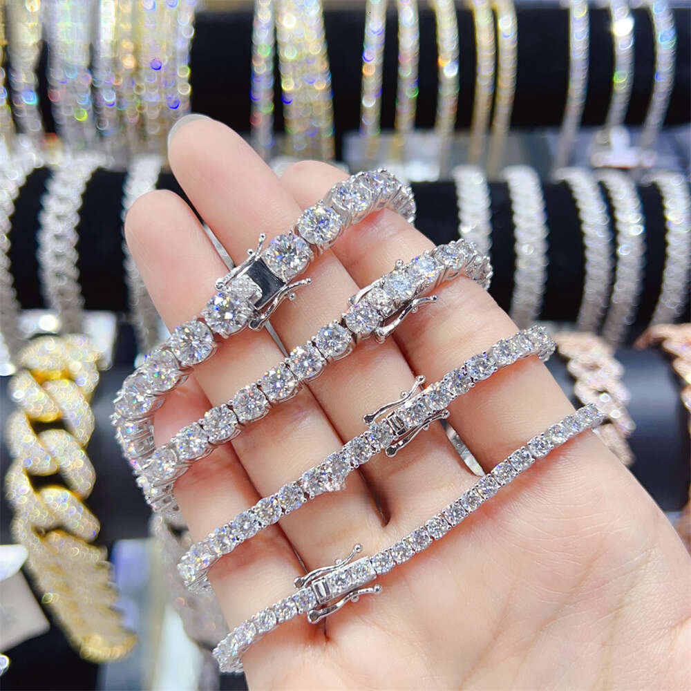 High-Quality Pass Drill Tester Hip-Hop Pure Sier 2mm 3mm 4mm 5mm 6.5mm Silicon Stone Tennis Chain Bracelet