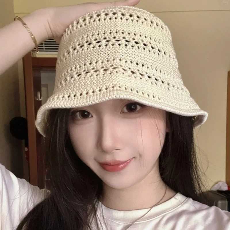 Wen Bucket Hat Summer Hollow Out Thin Breathab Sun Hat Fa Beach Panama Fold Outdoor Casual Japanese Fishierman G250910