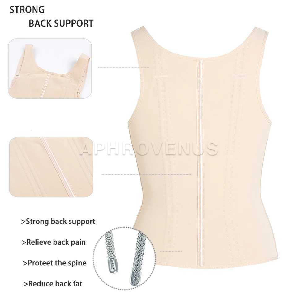 Fajas Colombianas Women Double Compression Waist Corset with Bone Adjustable Zipper and Hookeyes Flat Belly Body Shaper W250910