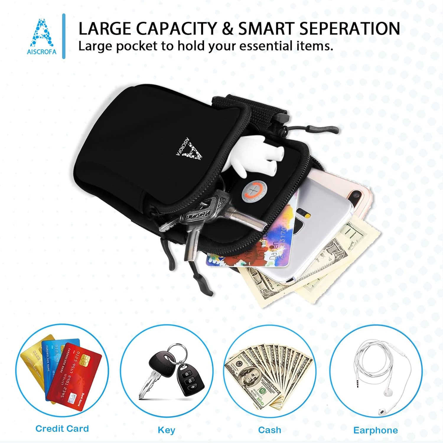 Sports ARMband Running Gym Universal Smartphone ARM Bag with Earphone Hole Multifunctional Pockets foriPhone 15 14 13 12 11 Pro Max Xs Xr X 8 Plus SE 
