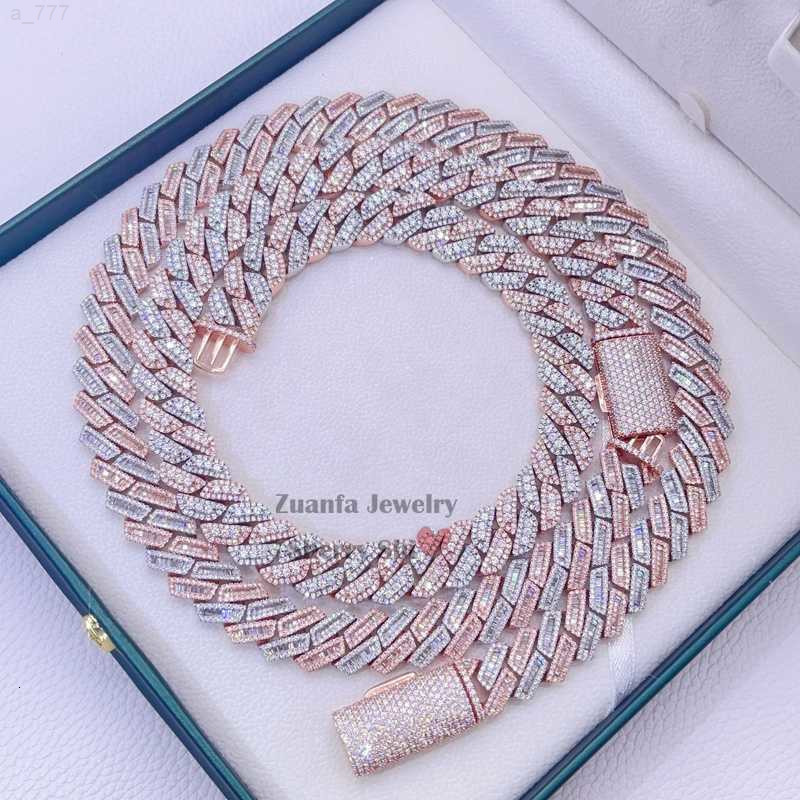 rose gold 2 tone plated over sterling silver 15 mm vvs moissanite hip hop cuban link chain