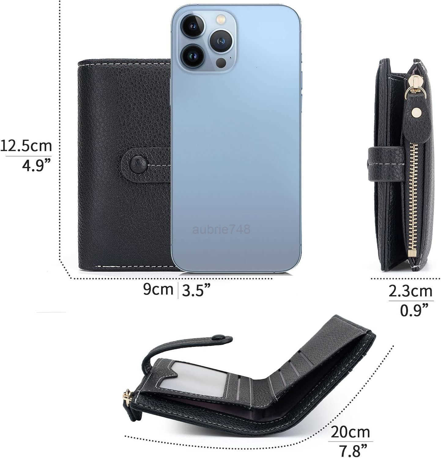 Small Wallets for WomenRFID Blocking Bifold Wallet For Women PU Leather Card Holder Zipper Coin Pocket with ID WindowBlackZ250910