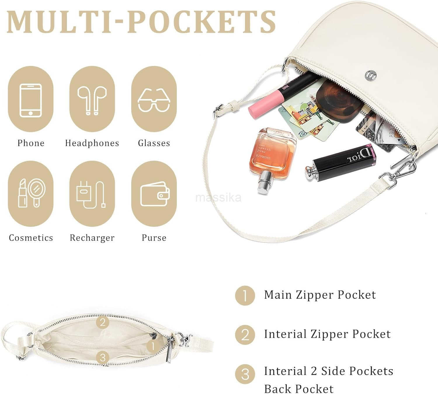 Shoulder Bag for Women Handbags with Adjustable Strap Underarm Purse Mini Clutch Purses Trendy Crescent Bags 1L M250910
