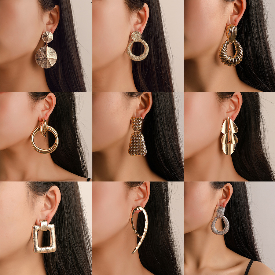 Hot Sale Emed For Women Creative Design Frosted Round Square Earrings