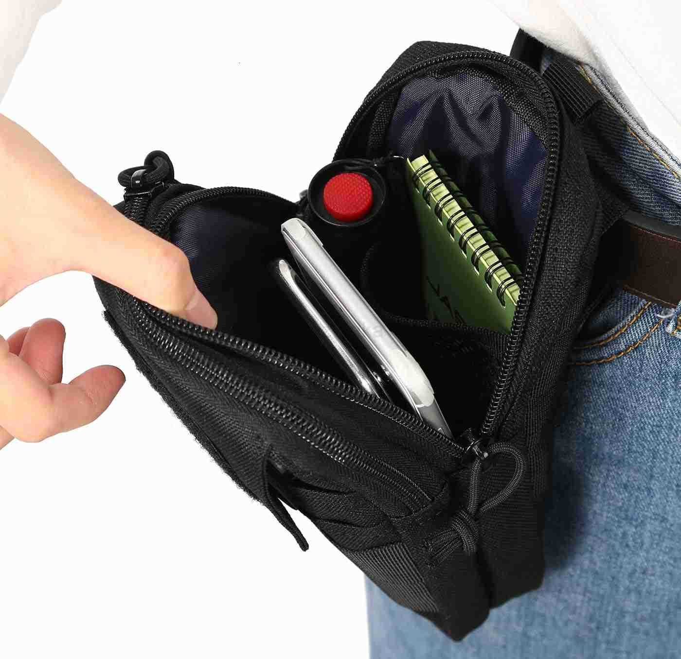 Multipurpose Tactical Molle Mobile Phone Belt Pouch EDC Gadget Slim Utility Waist Bag with Cellphone Holster Large Black Z250910