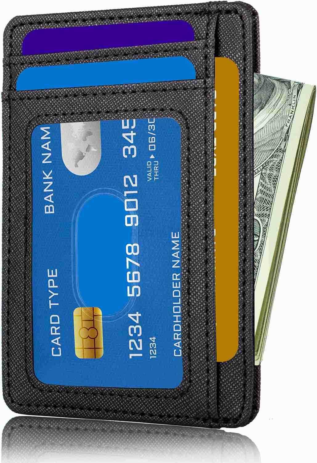 Travel Minimalist Slim Front Pocket Wallet for Men Women RFID Blocking CARD Holder Case Cross BlackZ250910