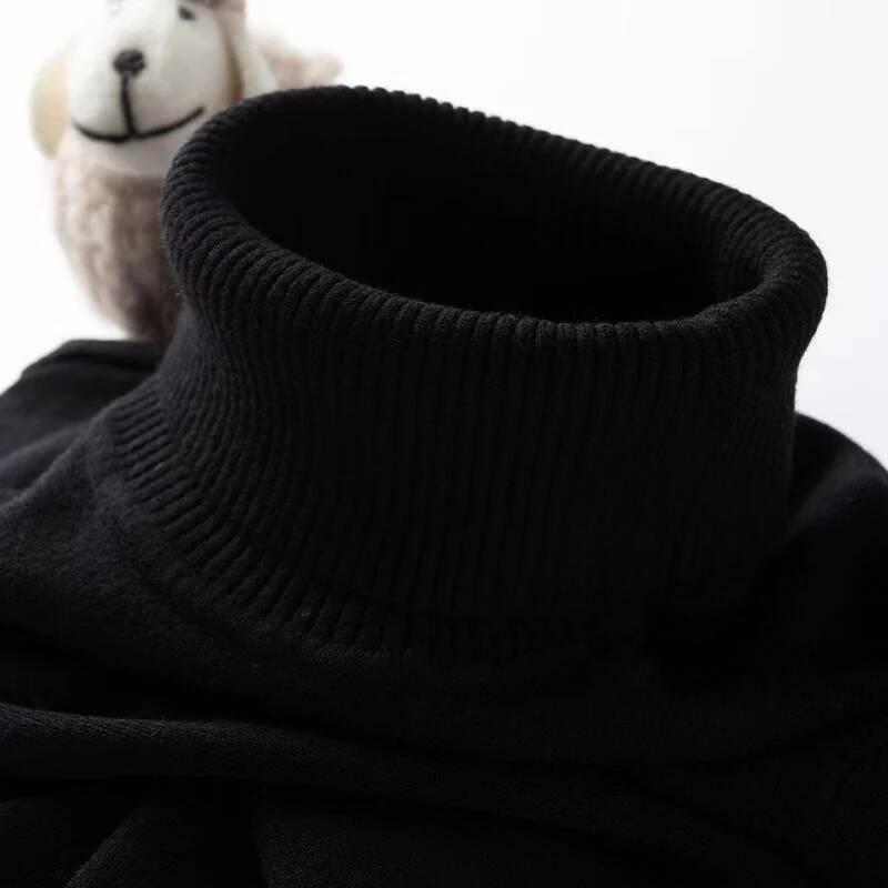 Mens Turtleneck Sweater Slim Fit Knitted Casual Pullover Lightweight Ribbed Long Sleeve Sweaters Autumn Solid Color Streetwear dongdumaoyi