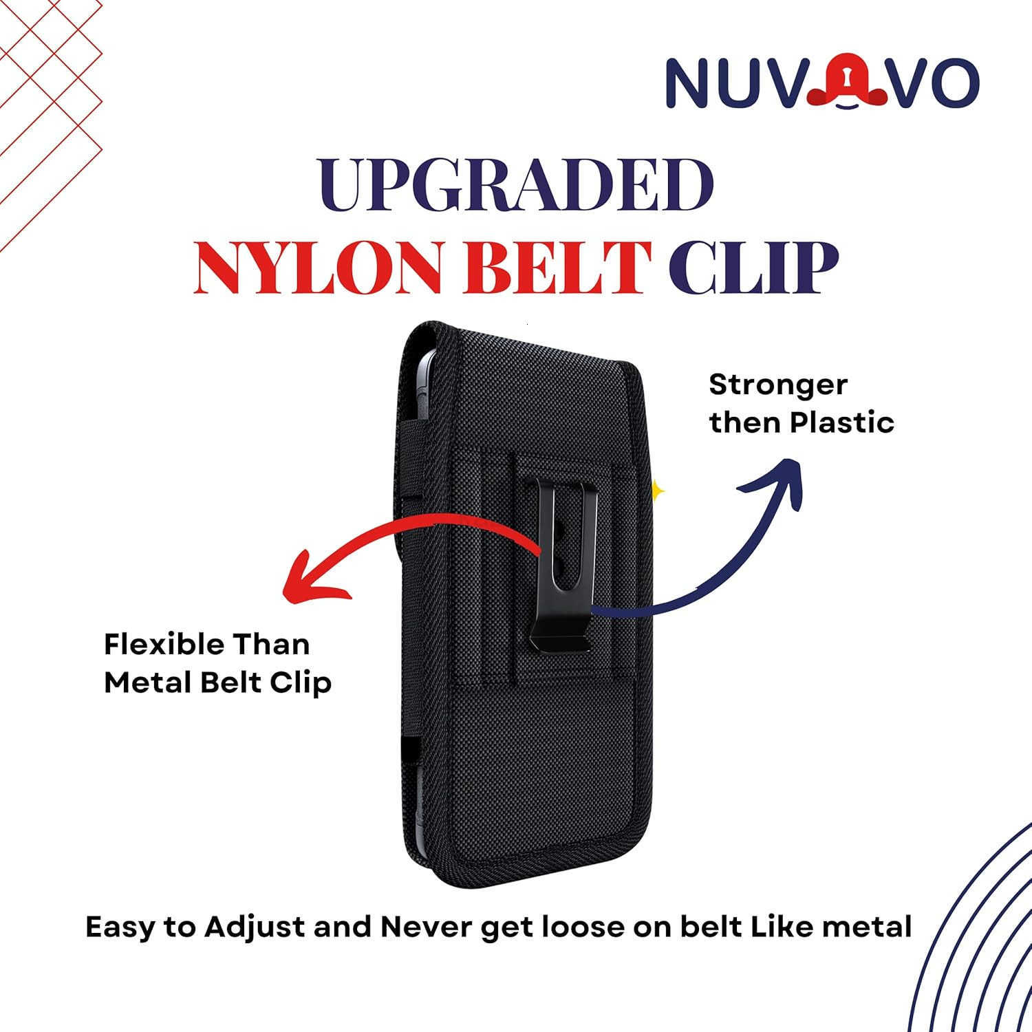 Holster for iPhone 16 15 14 13 12 11 Xs X XRPro Models Cell Phone Belt Holder Case with Clip for Men Heavy Duty Nylon Pouch Fits Phone with Cover on B