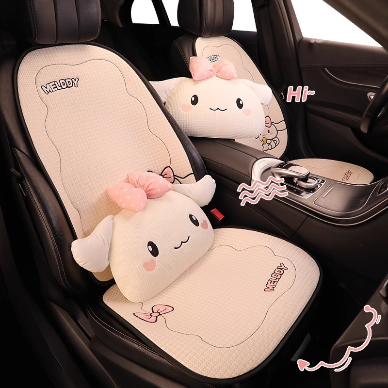 2025 New Design Cartoon Rabbit Bow Breathable Fabric Car Seat Cushion Stylish Comfortable Auto Seat Cover for Women Men 250910