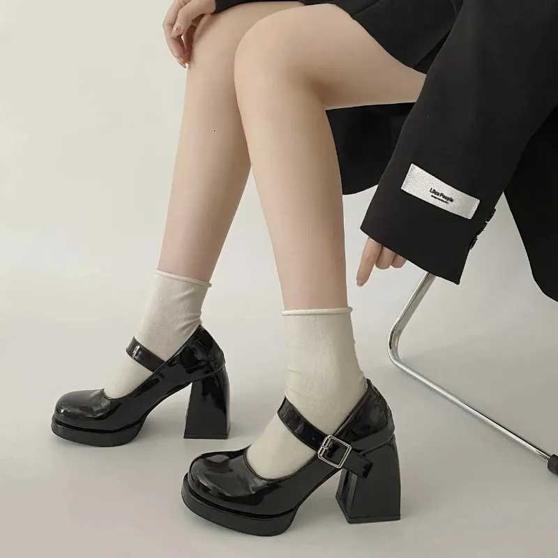 2024 Mary Jane Shoes Women Fashion Chunky Platform Pumps Woman Elegant Retro office high heels Thick Heeled Party Shoes 42 W250910