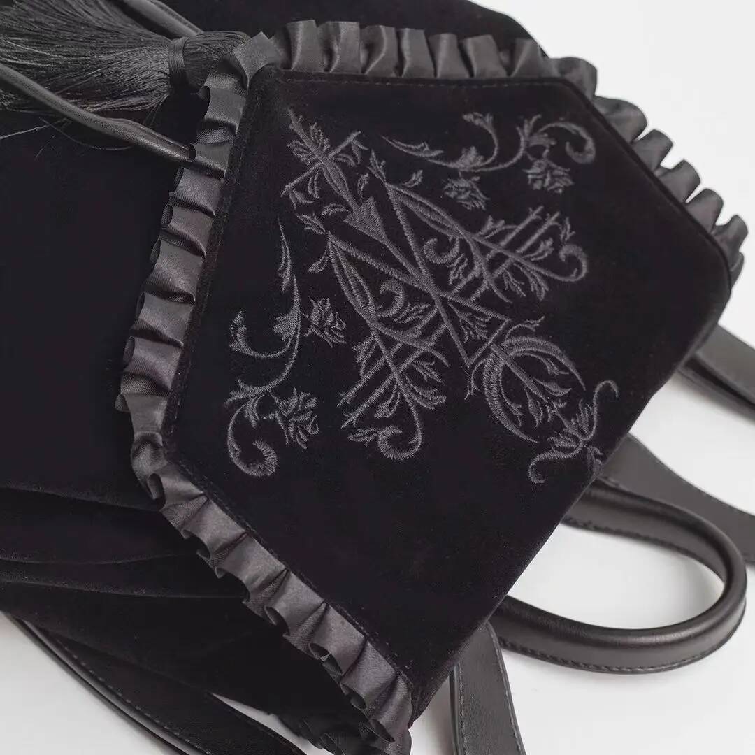 Dark Haruku Veet Witch Gothic Magic Embroidery Black Punk Rock Style Ladies Backpack Travel Shoulder Bag high-quality