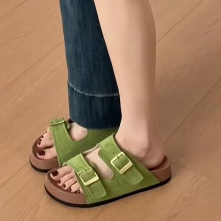 Women's Sandals Autumn New Designer Shoes Thick soled Single strap Slippers Beach Sandals Outerwear Flat Lazy Slippers