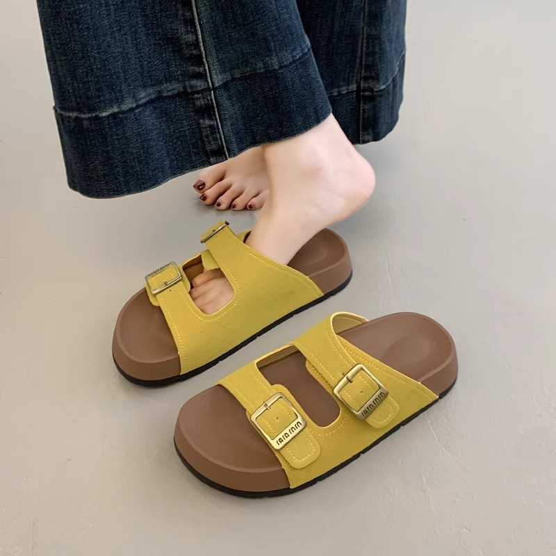 Women's Sandals Autumn New Designer Shoes Thick soled Single strap Slippers Beach Sandals Outerwear Flat Lazy Slippers