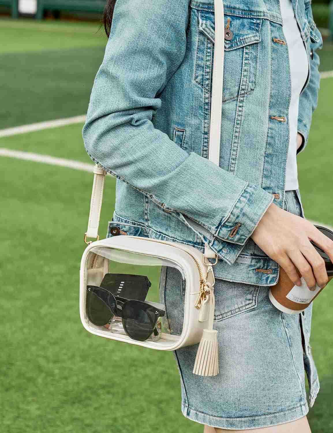Clear Bag Stadium Approved PVC Transparent Crossbody Purse Small Clear Crossbody Bag with Adjustable Shoulder Strap M250910