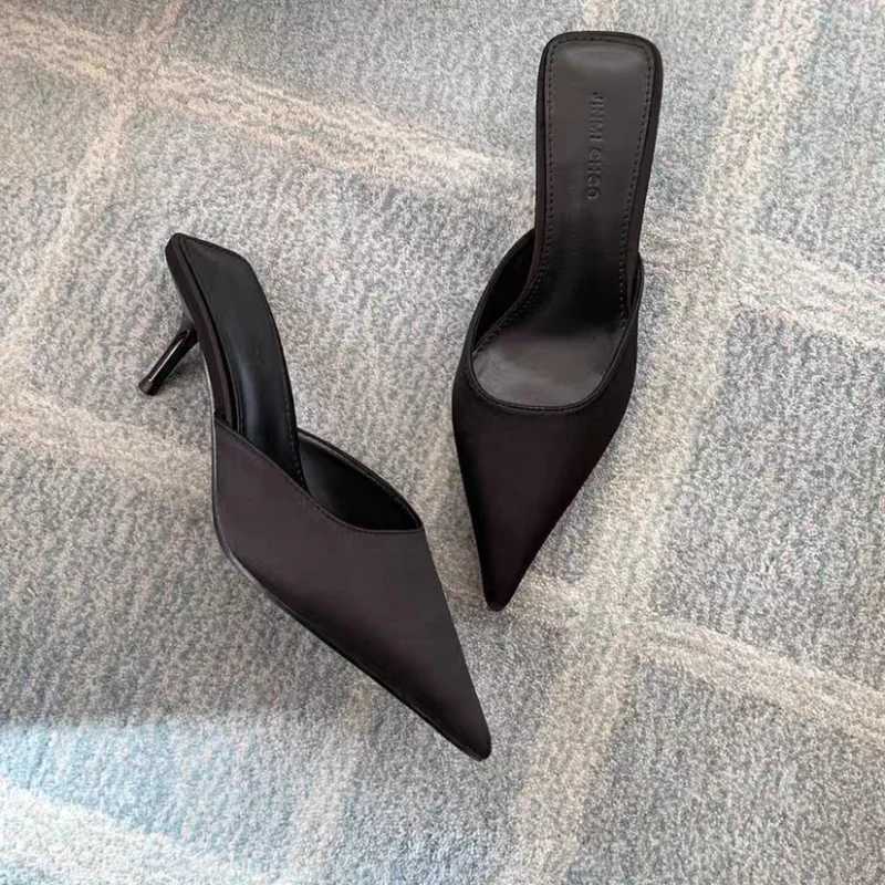 Shoes Female 2025 Brand Slingbacks Womens High Heels Fashion Dress Pumps Women Pointed Toe Thin Heel Plus Size Womens Slippers W250910