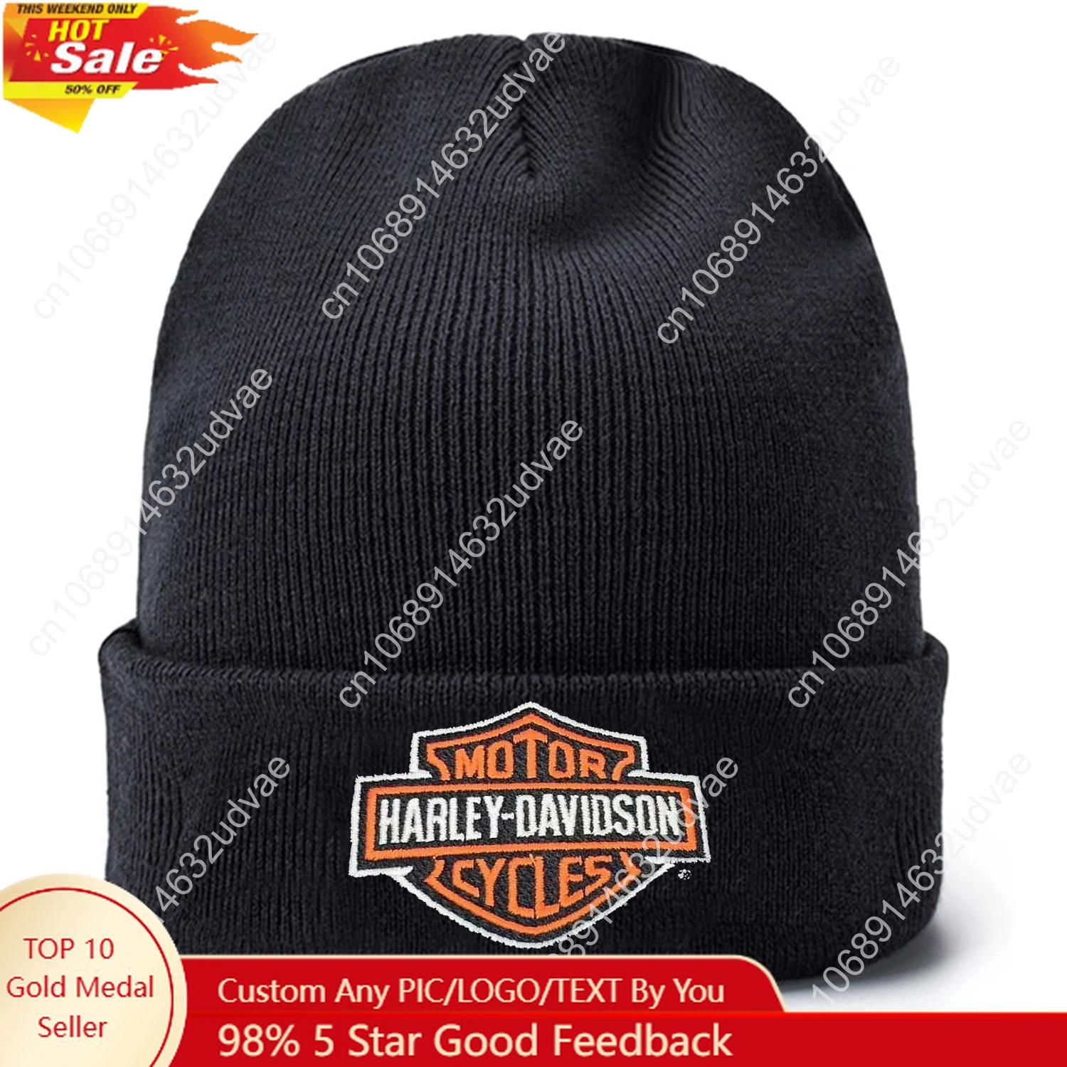 Harley Davidson Beanie Cap Mens Womens Hats Embroidered Bar Shield Knit Hat Caps Keep Warm Winter Pullover Knitted Hat