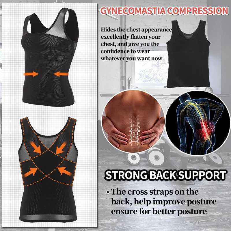 Men Shapewear Chest Compression Shirt to Hide Gynecomastia Moobs Slimming Body Shaper Vest Abdomen Chest Slim Shirt Men Corset W250910