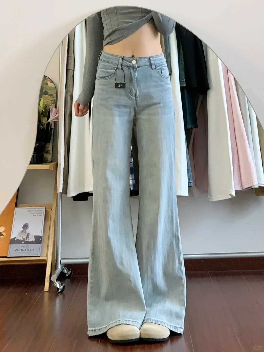 Botvotee Retro Classic American Vintage Denim Jeans for Women High Waisted Straight 1950s1960s Inspired Jeans Light Blue Pants Z250910