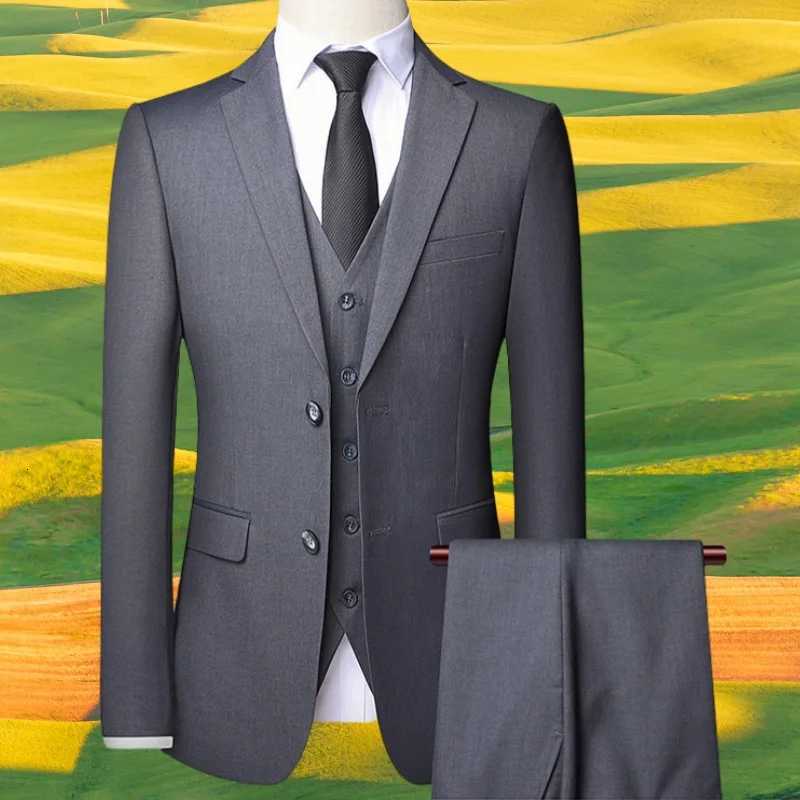 High Quality Wedding Groomsmen Suit 3 piece JacketVestpants Men Simple Business Elegant Fashion Job Interview Gentleman Suit W250910