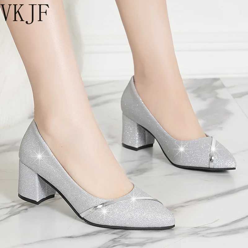 Fashion High Heels Women 2024 New Spring Autumn Matte Allmatch Thick Heel Pointed Toe Shallow Mouth Professional Womens Shoes W250910