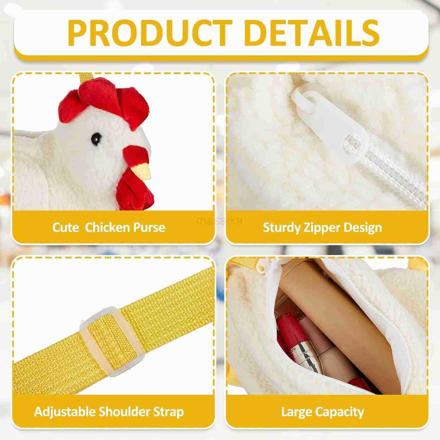 Chicken Hen Purse Bag Fluffy Shoulder Handbag Cute Funny Animal Gift for Christmas for Women M250910