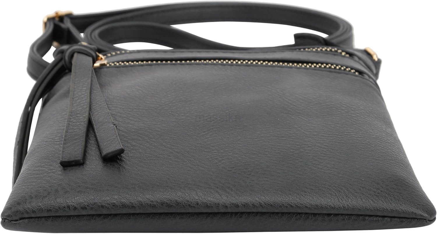 Crossbody Purse Bag Shoulder Bag Multi Pocket Zipper Purse Black M250910