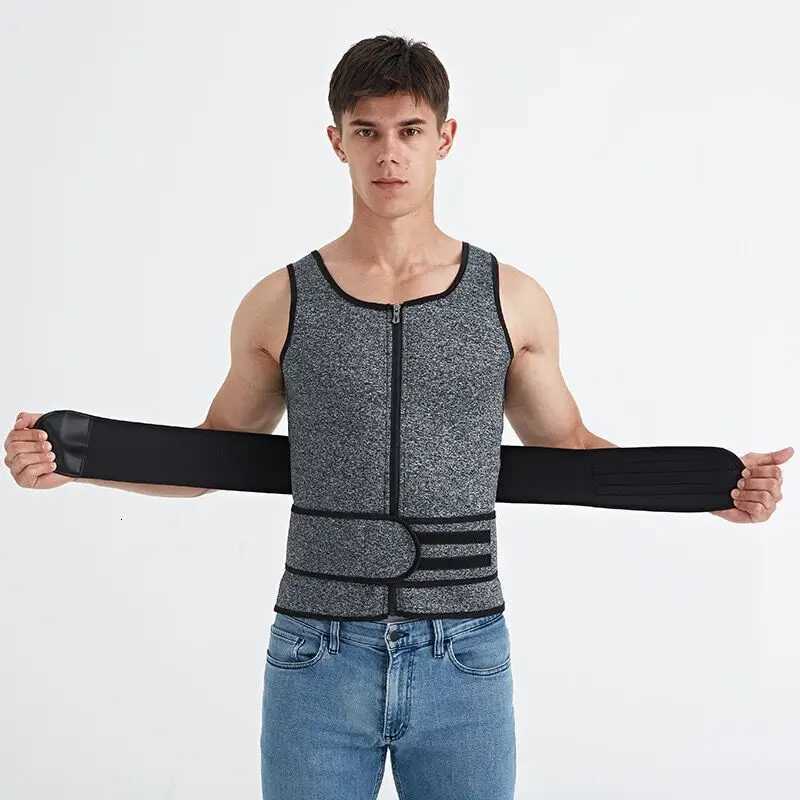 1pcs Mens corset Waist Men Slimming Body Shaper Vest Zipper Strap Correction Abdomen Tank Top Fitness Shapewear W250910